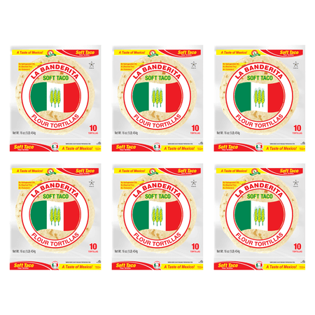 La Banderita Flour 8" Soft Taco Tortillas, 10 ct (Pack of 6)