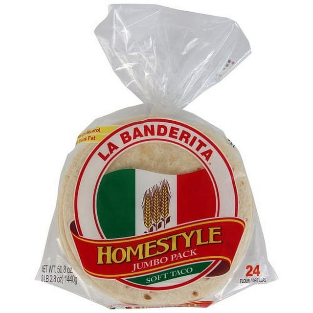 La Banderita Homestyle Tortillas, 24 ct Jumbo Pack, Soft Taco