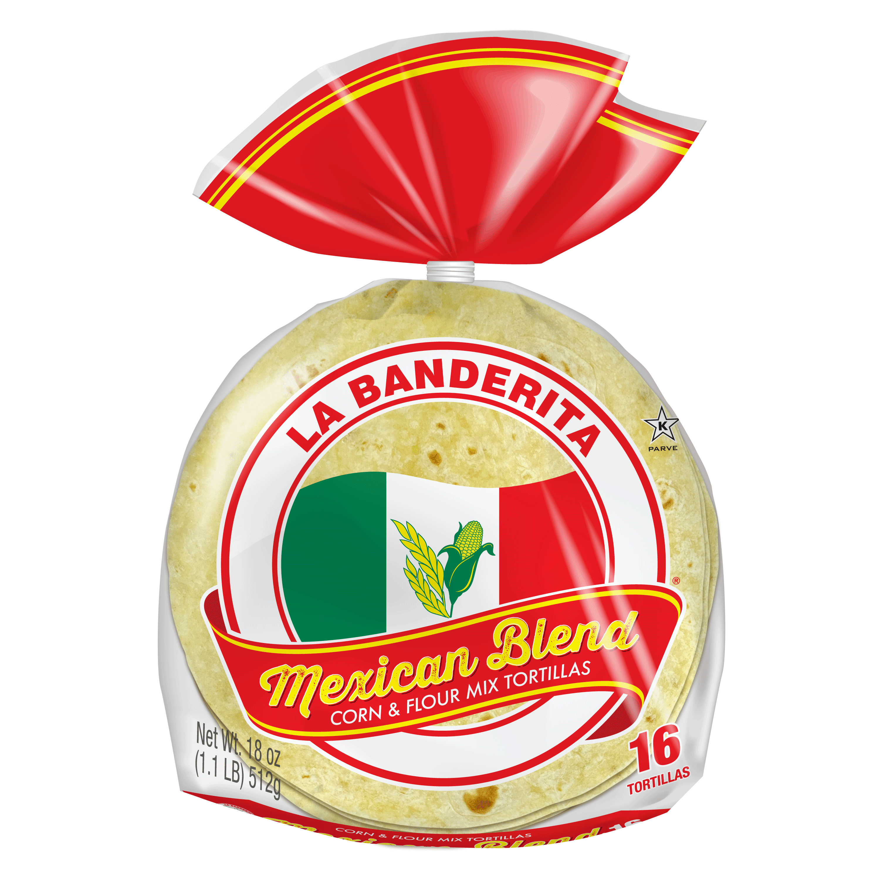 La Banderita Mexican Blend Corn & Flour Mix Tortillas, 18 oz, 16 Count