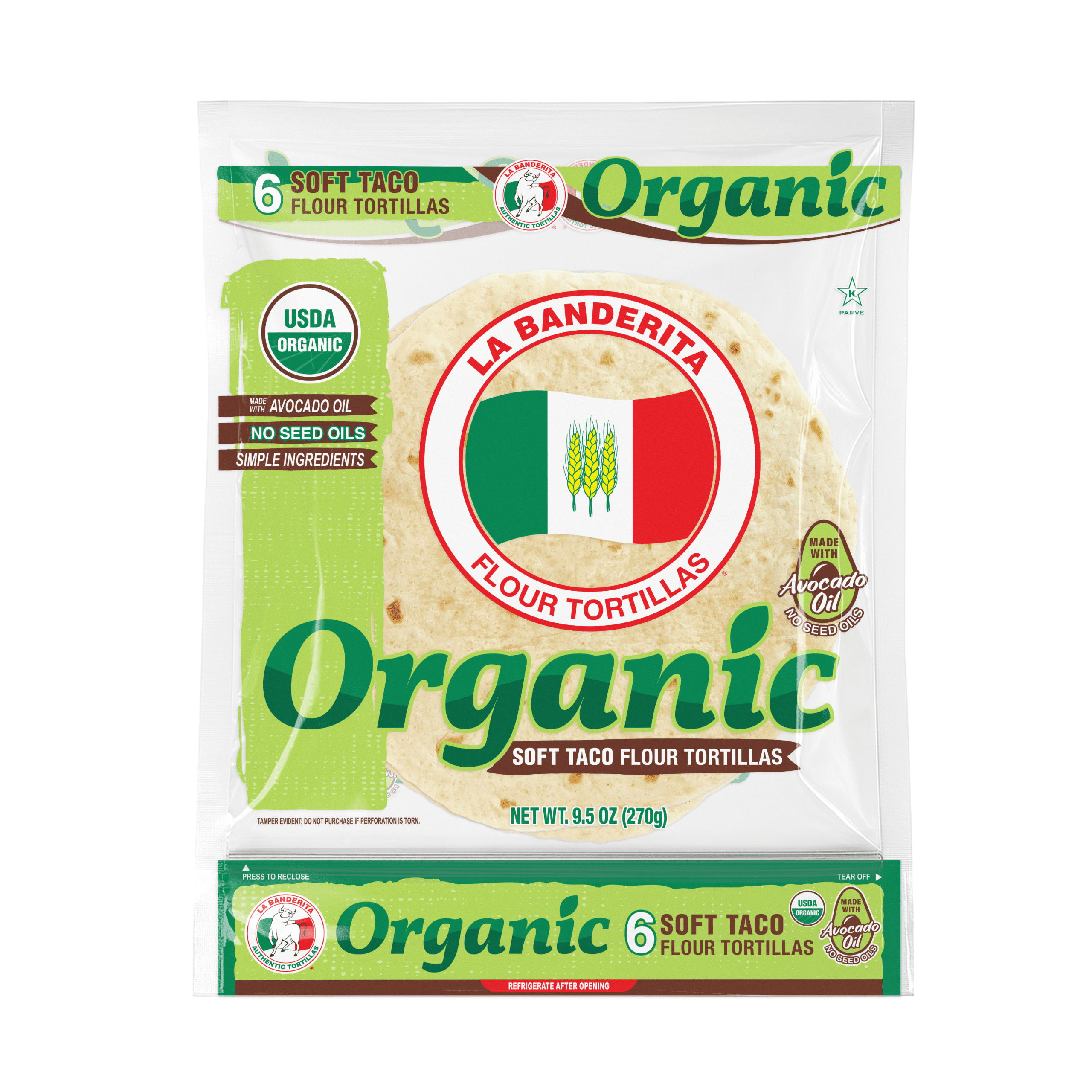 La Banderita Organic 8 Inch Flour Tortillas 6 Count