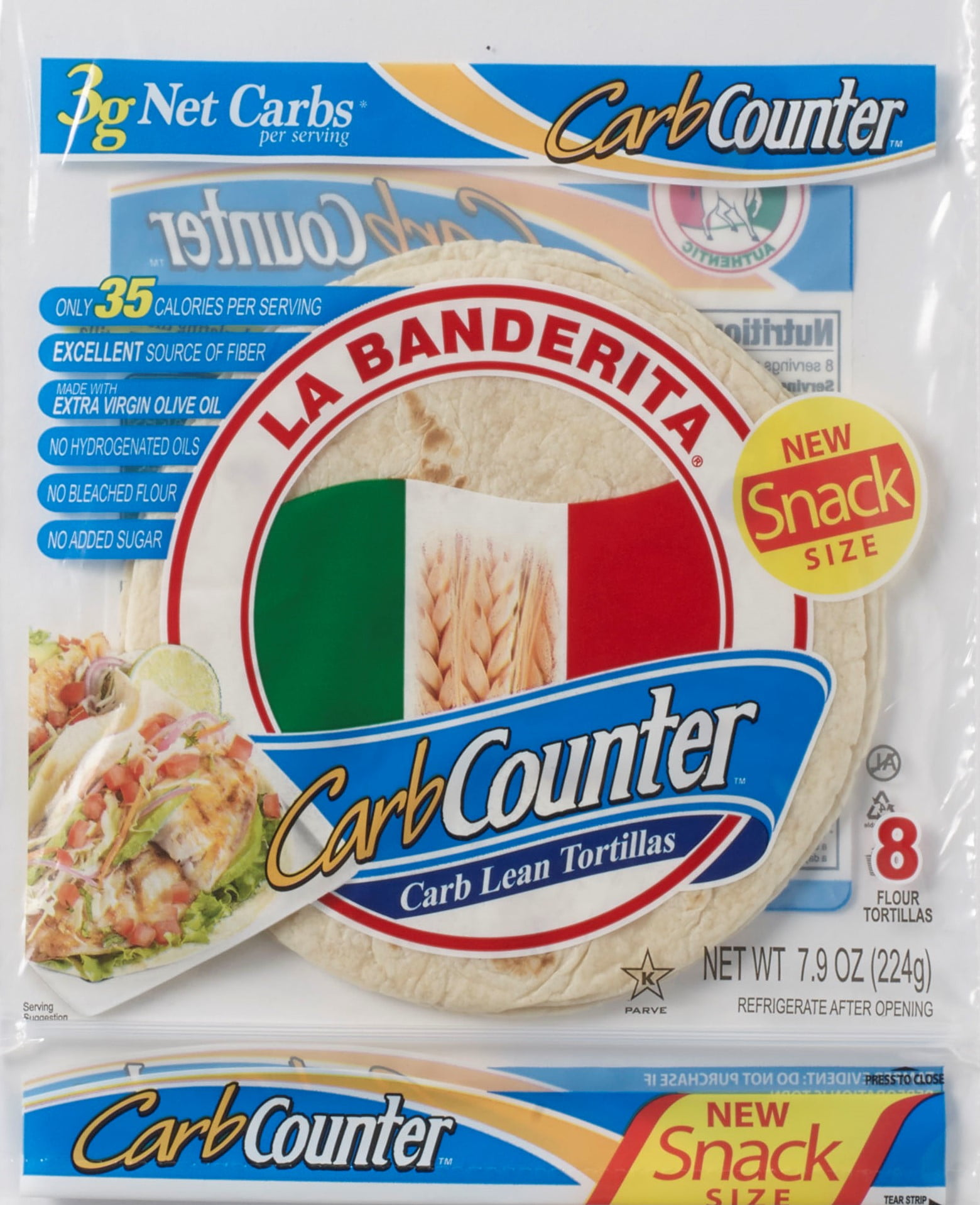 La Banderita Small CarbCounter Carb Lean Tortillas, 8 Ct, 7.9 oz