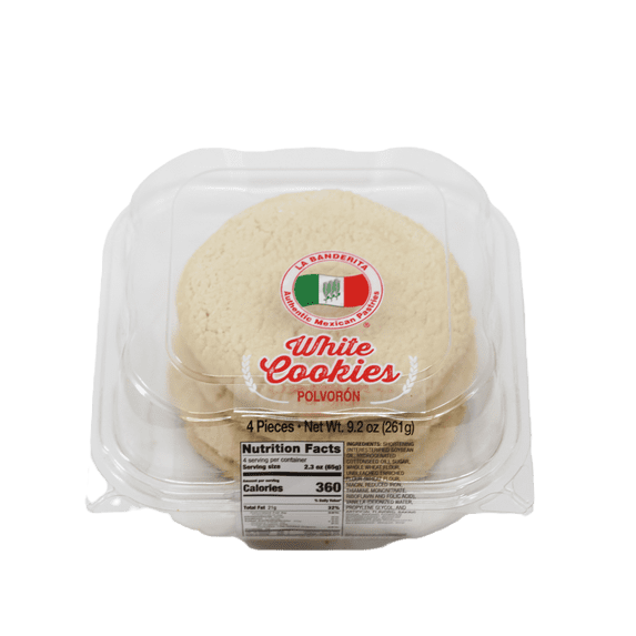 La Banderita Authentic Mexican Pastries White Polvoron Baked Cookies 9.2 oz, 4 Count