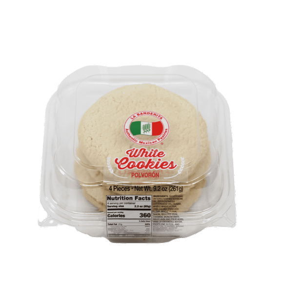 La Banderita Authentic Mexican Pastries White Polvoron Baked Cookies 9.2 oz, 4 Count
