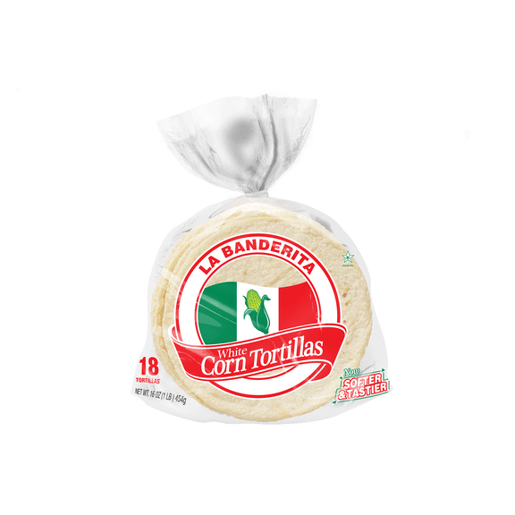 La Banderita, White Corn Tortillas, 16 oz, 18 Count