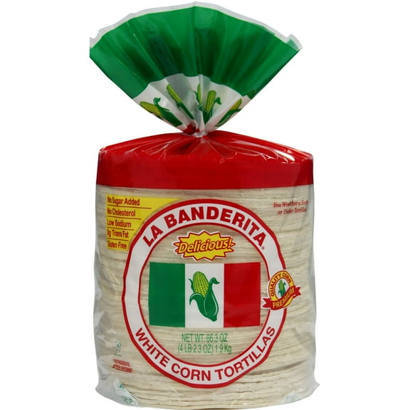 La Banderita White Corn Tortillas 80 Count (Pack of 4)