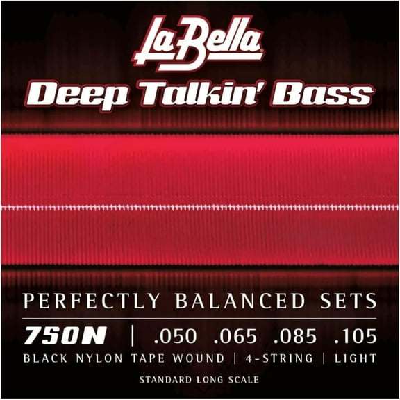 La Bella 750N Black Nylon Tape Bass Strings, Light (50-105)