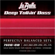 La Bella 760G-CB Deep Talkin Bass Gold White Nylon Tape Wound 6-String Bass Strings - Standard 43 - 135