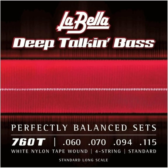 La Bella 760T Deep Talkin Bass White Nylon Tape Wound 4-String Bass Strings - Standard 60 - 115