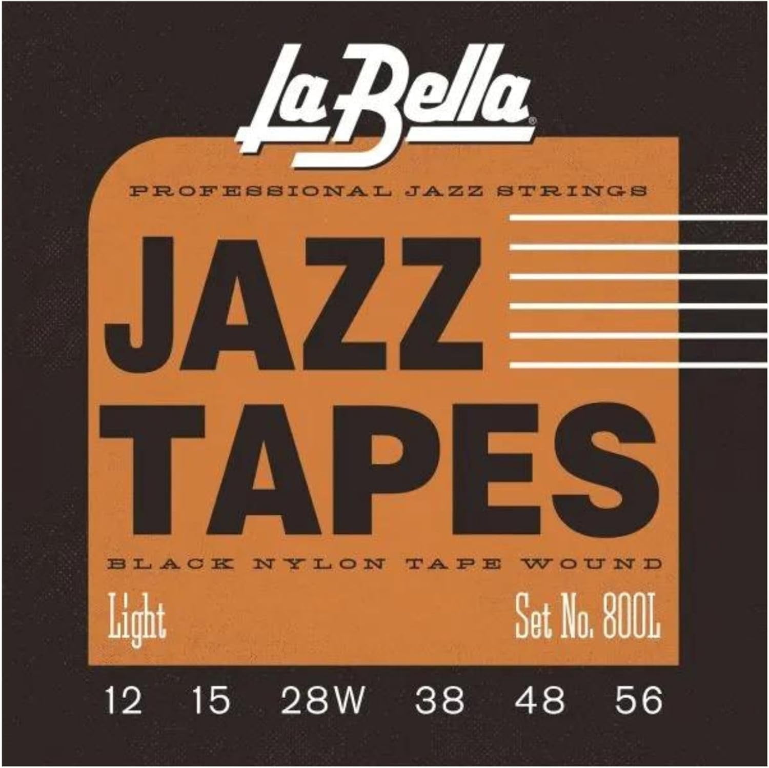 La Bella 800 Black Jazz Tapes 6-String Electric Guitar Strings Light (12 - 56)