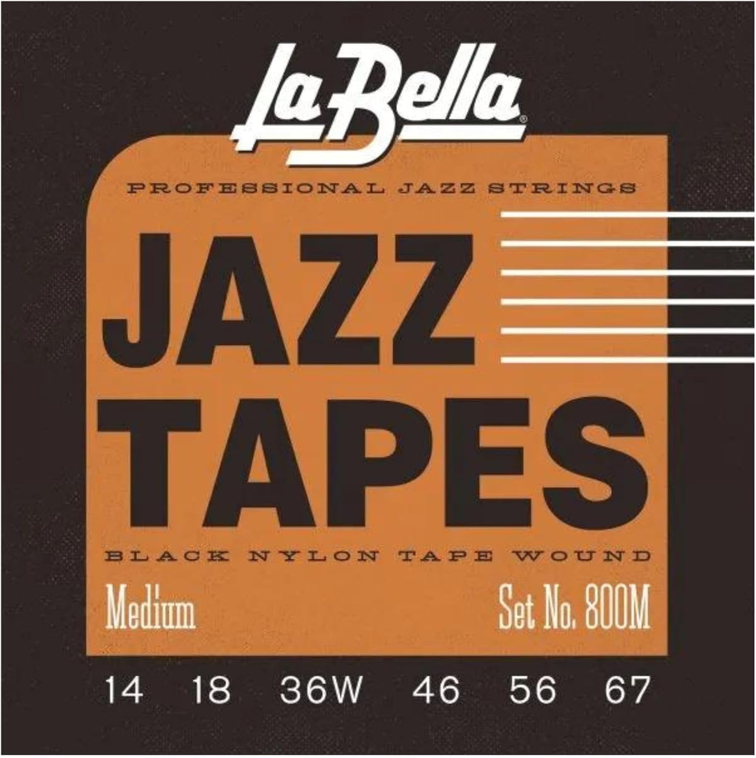 La Bella 800 Black Jazz Tapes 6-String Electric Guitar Strings Medium (14 - 67)