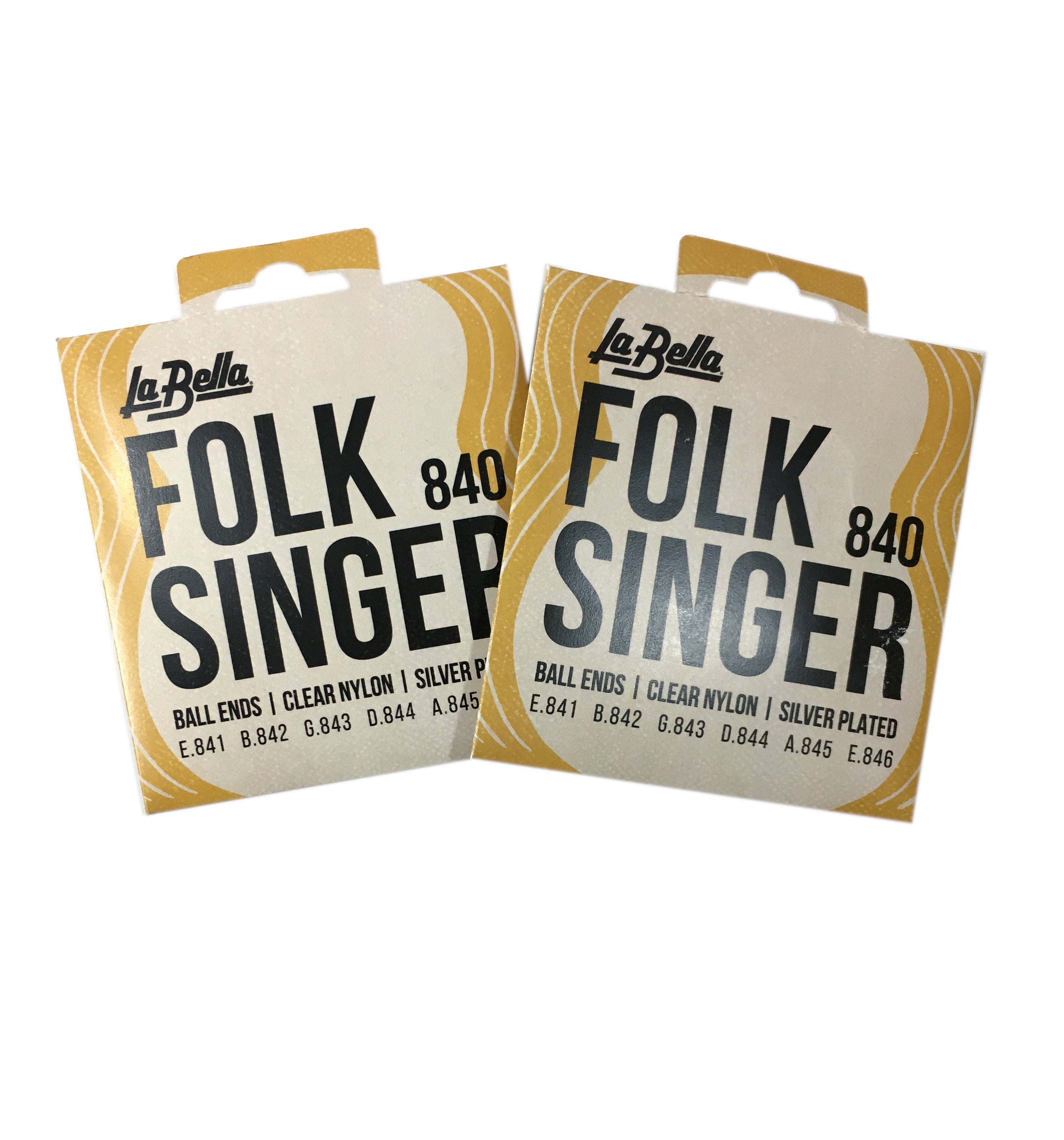 La Bella Folk Singer Guitar Strings - 2 pack Clear Nylon Silver Plated 840