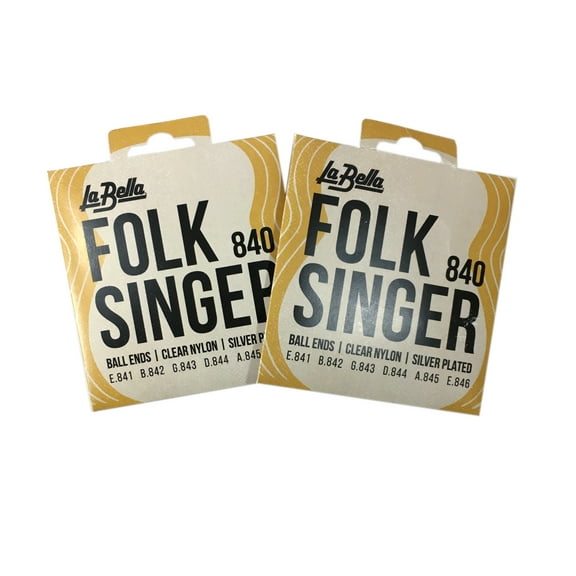 La Bella Folk Singer Guitar Strings - 2 pack Clear Nylon Silver Plated 840