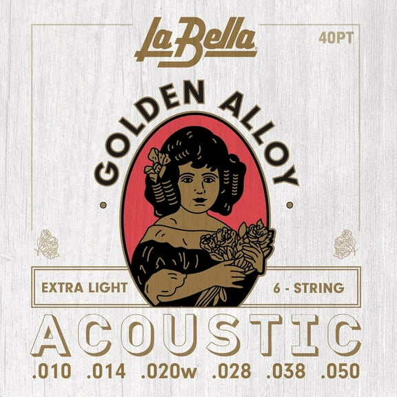 La Bella Golden Alloy 6-String Acoustic Guitar Strings Extra Light (10 - 50)