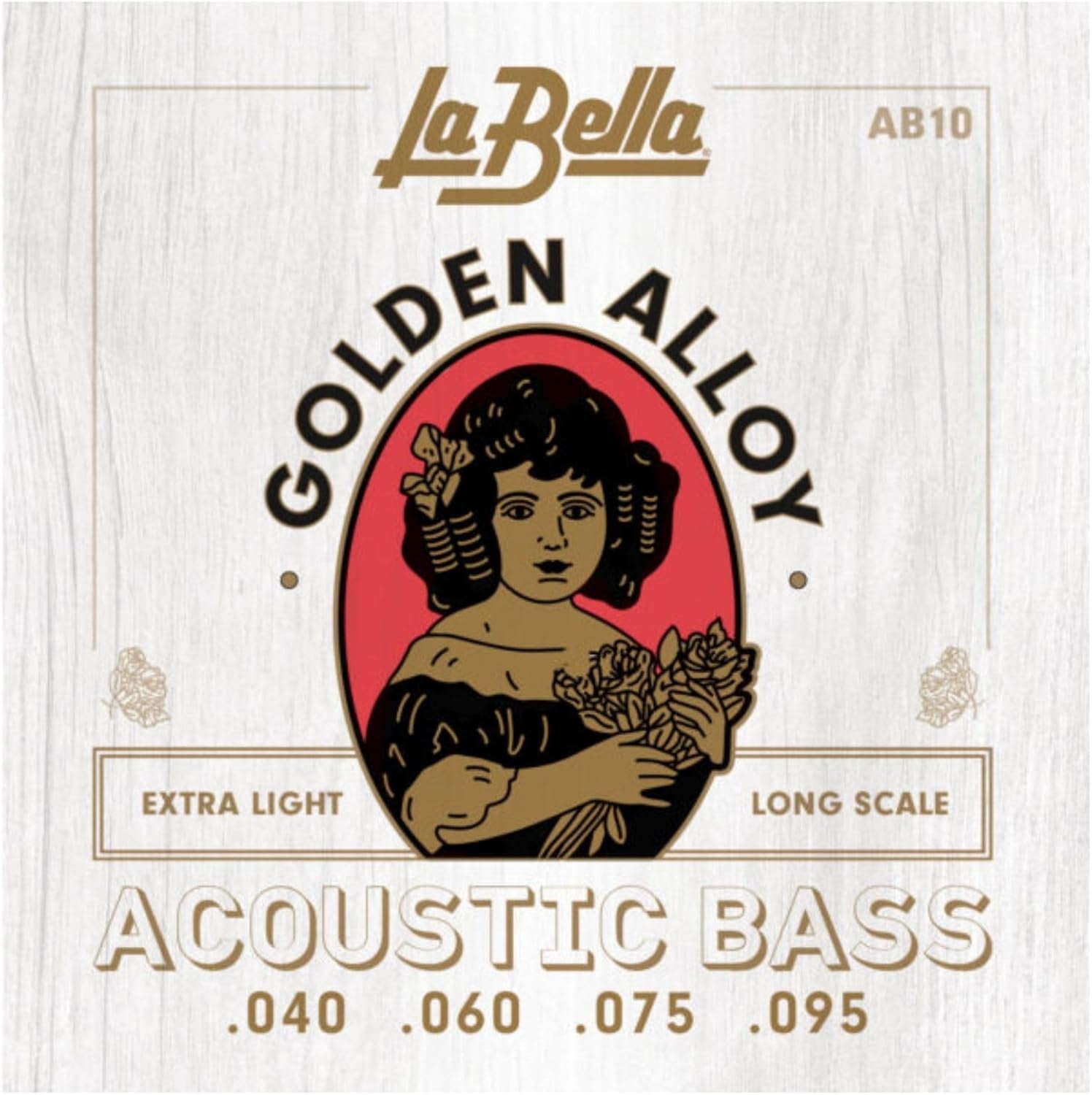 La Bella Golden Alloy Long Scale Acoustic Bass Strings Extra Light (40 - 95)