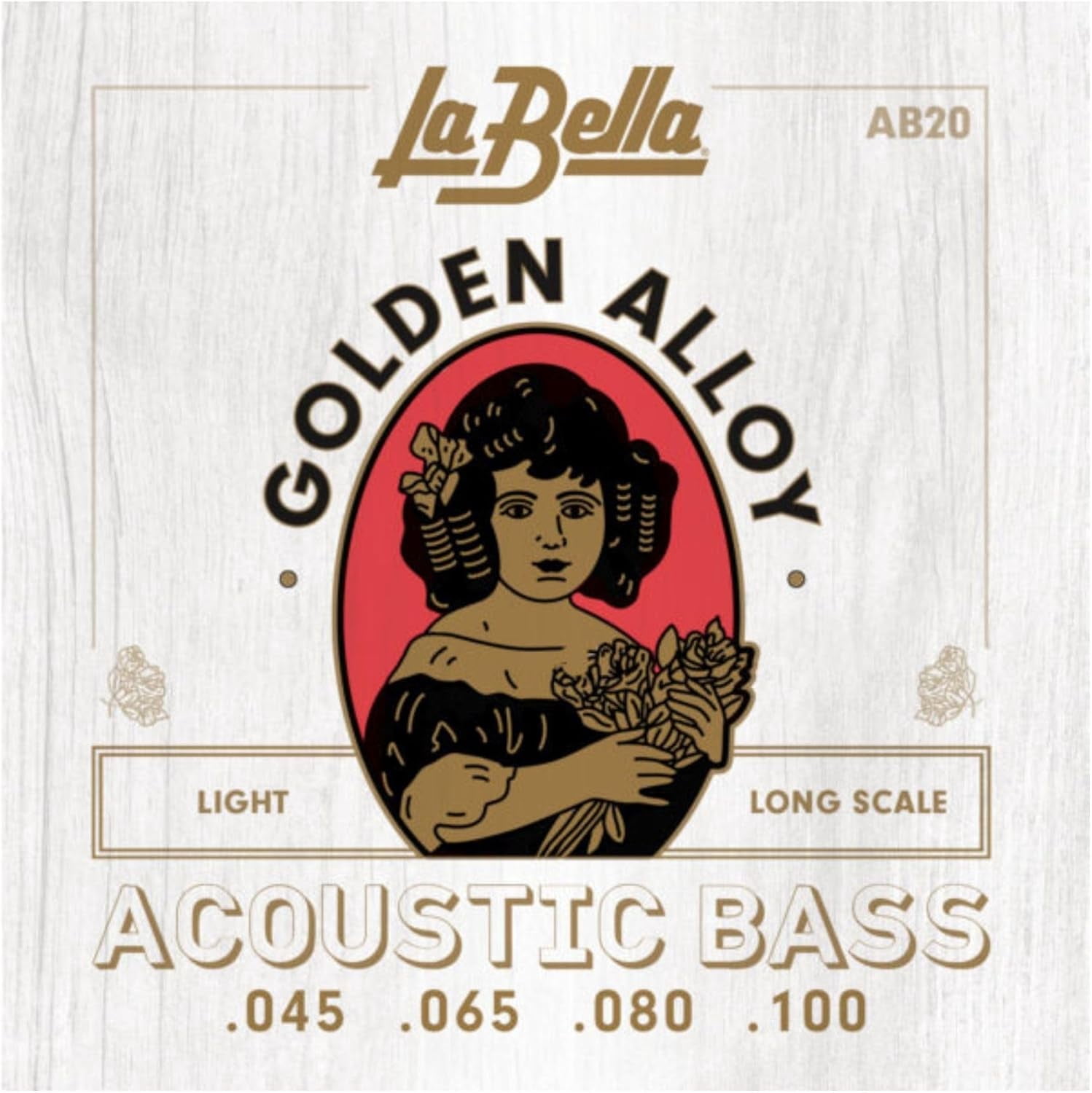 La Bella Golden Alloy Long Scale Acoustic Bass Strings Light (45 - 100)