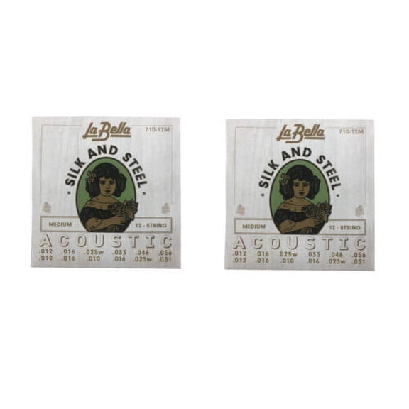 La Bella Guitar Strings 2-Pack 12-String Silk & Steel Medium Fingerpicker