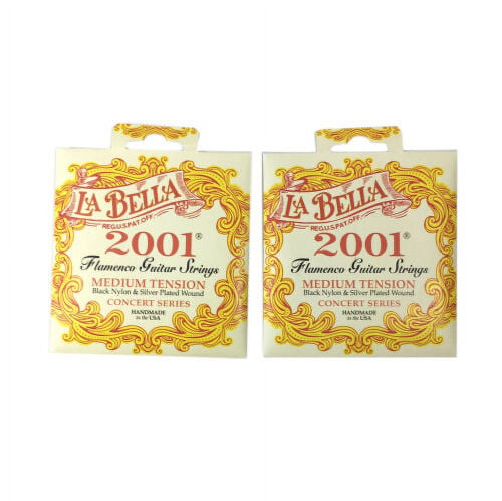 La Bella Guitar Strings 2-Pack 2001FM Flamenco Medium Black Nylon Silver Wound
