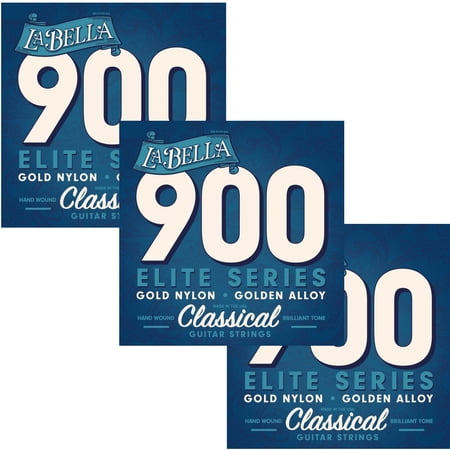 La Bella Guitar Strings 3 Pack Classical 900 Gold Nylon - Golden Alloy Elite