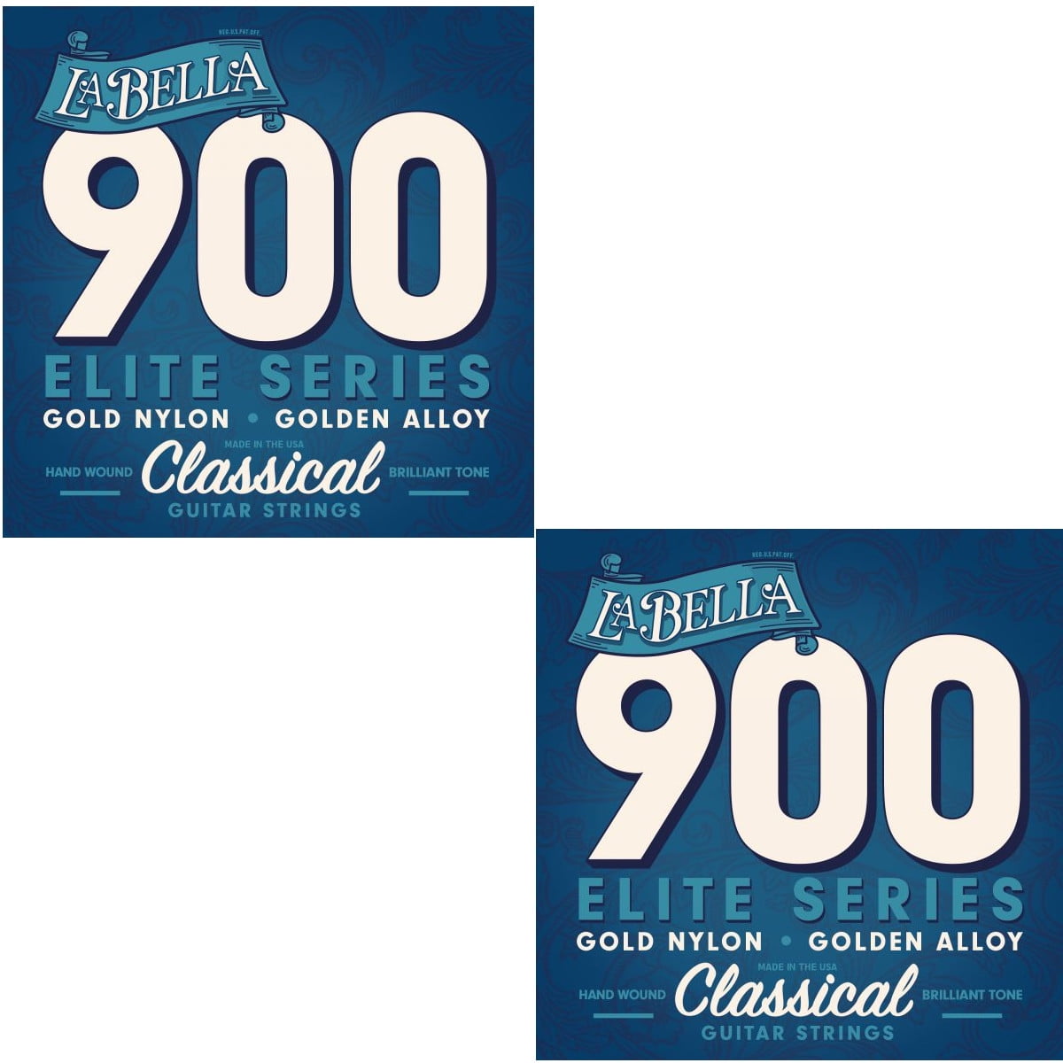 La Bella Guitar Strings Classical 900 Gold Nylon 2-Pack Golden Alloy Elite