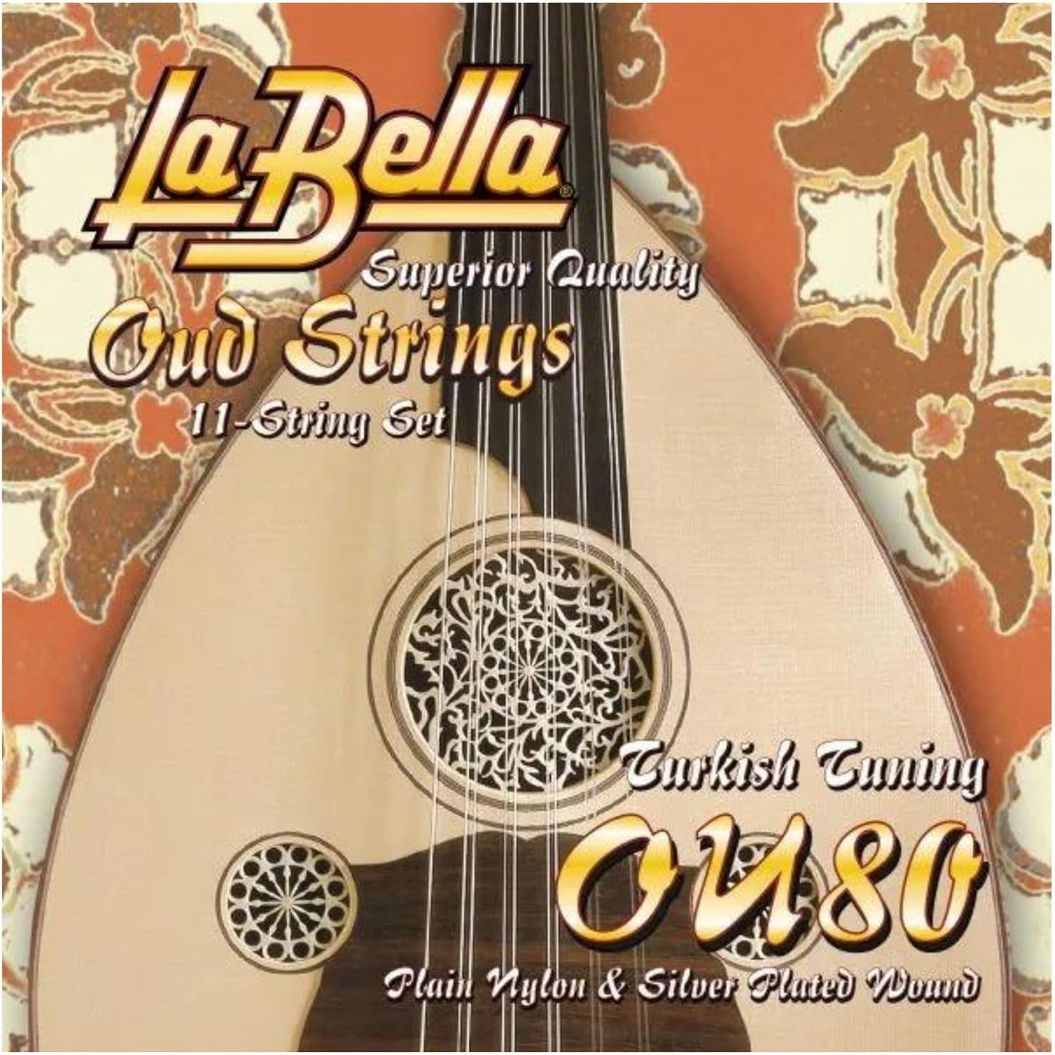 La Bella (ラベラ) Bandola Plain Steel/Silver Wound 14弦s, 6 Courses, BC200 La Bella OU80 Nylon Oud String Set, Turkish Tuning -