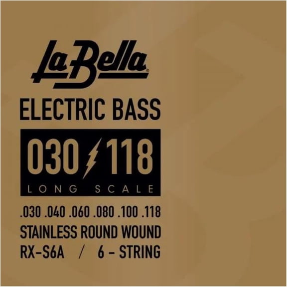 La Bella Rx Series Stainless Steel 6-String Electric Bass Strings 30 - 118