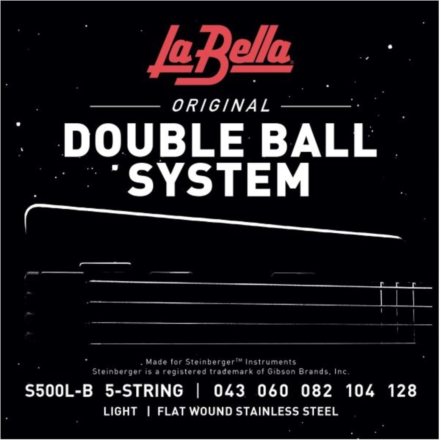La Bella S500L-B Double Ball System Flat Wound 5 String Bass Strings Light (43 - 128)
