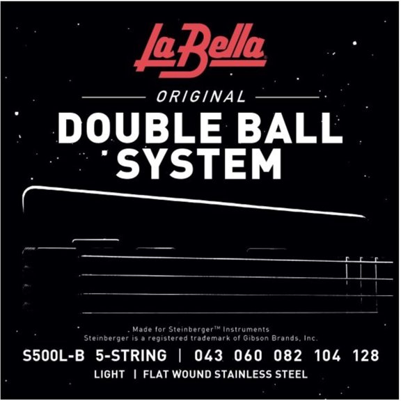 La Bella S500L-B Double Ball System Flat Wound 5 String Bass Strings Light (43 - 128)