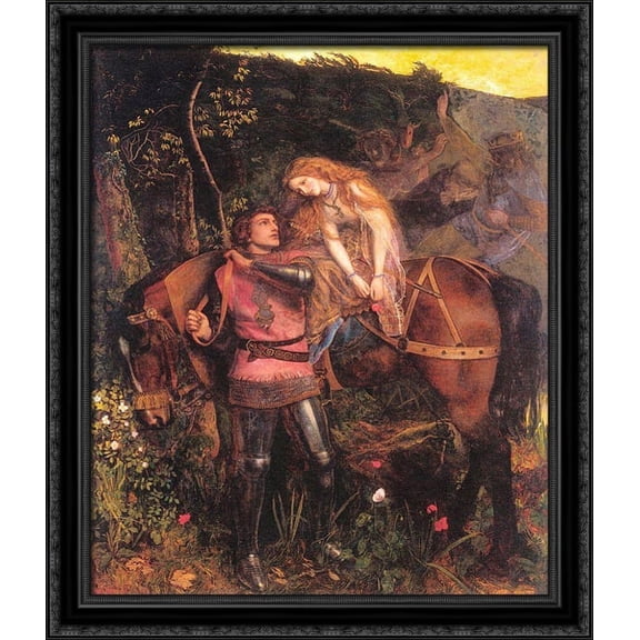 La Belle Dame Sans Merci 28x34 Large Black Ornate Wood Framed Canvas Art by Arthur Hughes