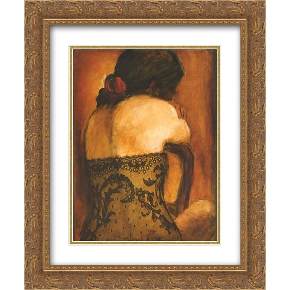 La Belle Espagnole 2x Matted 16x19 Gold Ornate Framed Art Print by Robert Delpomdor