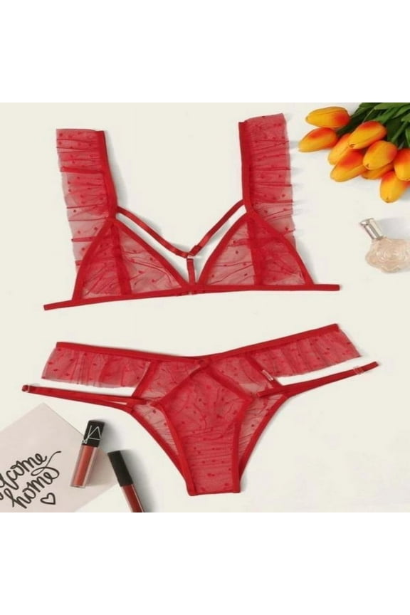 Jasmine 2 Pieces Sexy Lingerie Set | Red See Through Lingerie Bridal | Personalized Gift For Her Wedding Gift