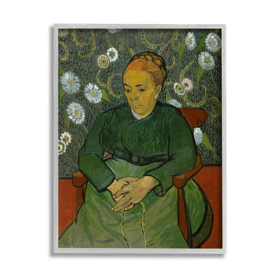 La Berceuse Portrait Madame Roulin Van Gogh Botanical & Floral Painting Gray Framed Art Print Wall Art