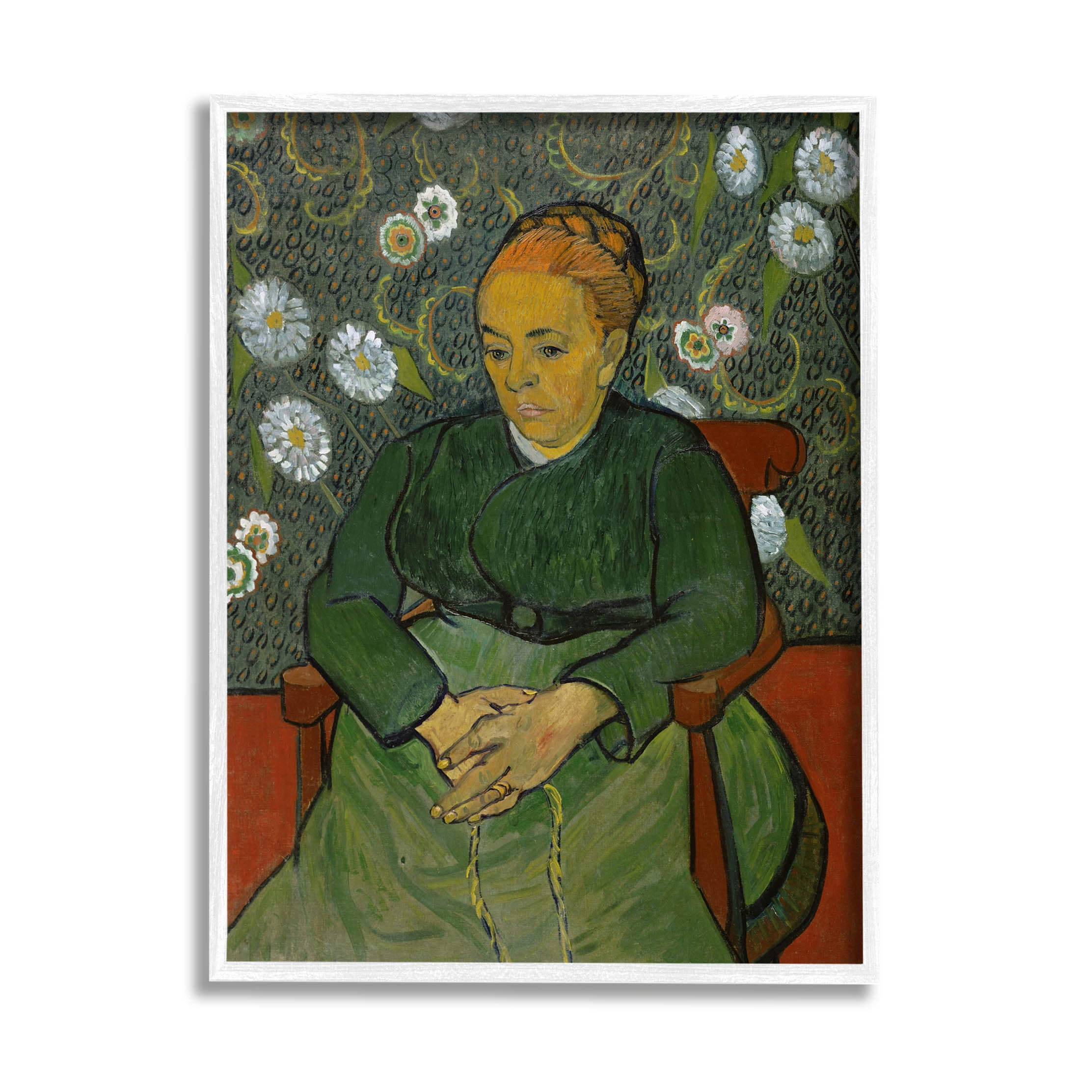 La Berceuse Portrait Madame Roulin Van Gogh Botanical & Floral Painting White Framed Art Print Wall Art