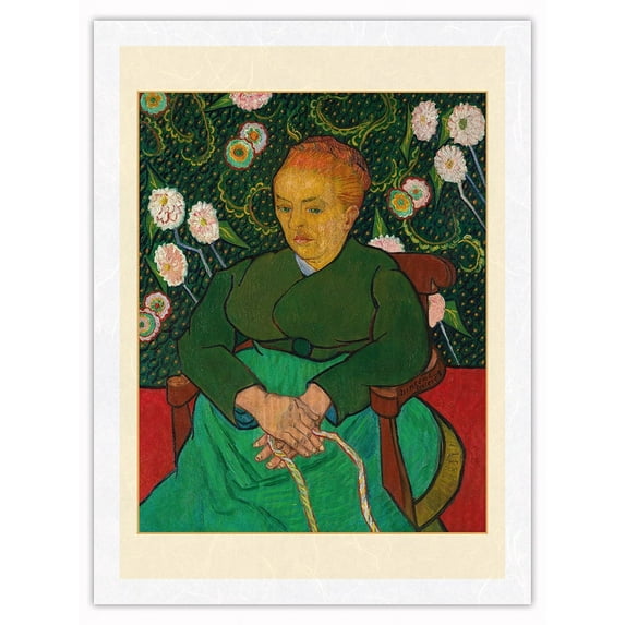 La Berceuse (Woman Rocking a Cradle) - Portrait of Augustine-Alix Pellicot Roulin - From an Original Color Painting by Vincent Van Gogh c.1889 - Japanese Unryu Rice Paper Art Print 24 x 32 in