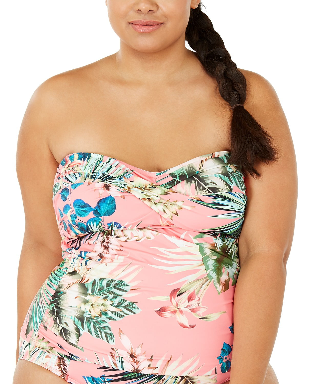 La Blanca CORAL MULTI Plus Size Tropical Rain Printed Tankini Swim Top US 22W