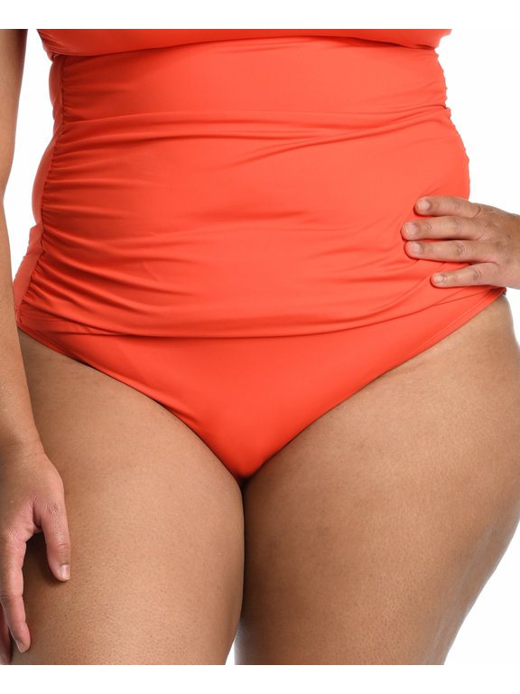 PAPRIKA Plus Size Ruched Hipster Swim Bottom, US 18W