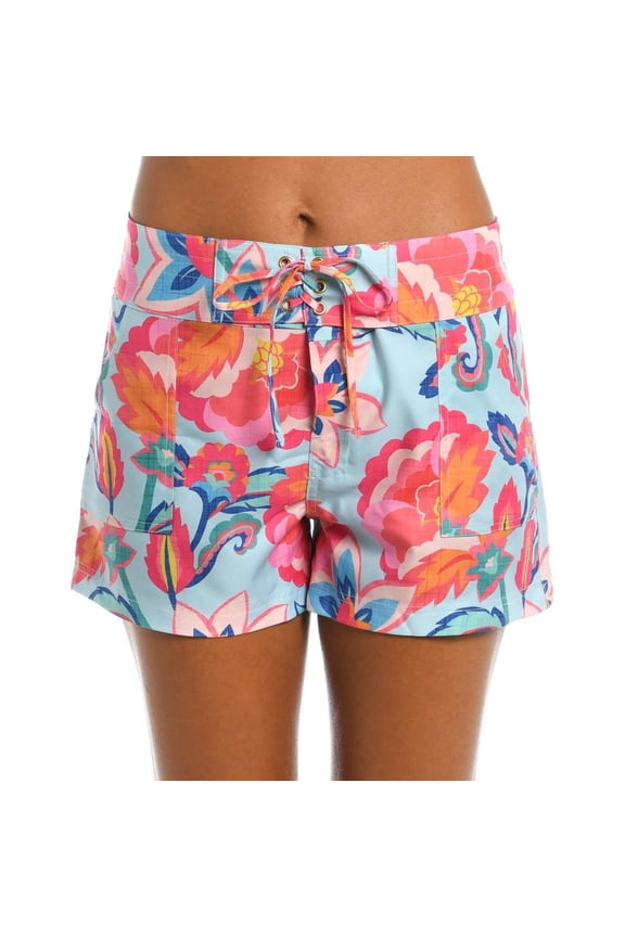 Women's 3" Board Short Swimsuit Bottom, Multi//Breezy Beauty, L