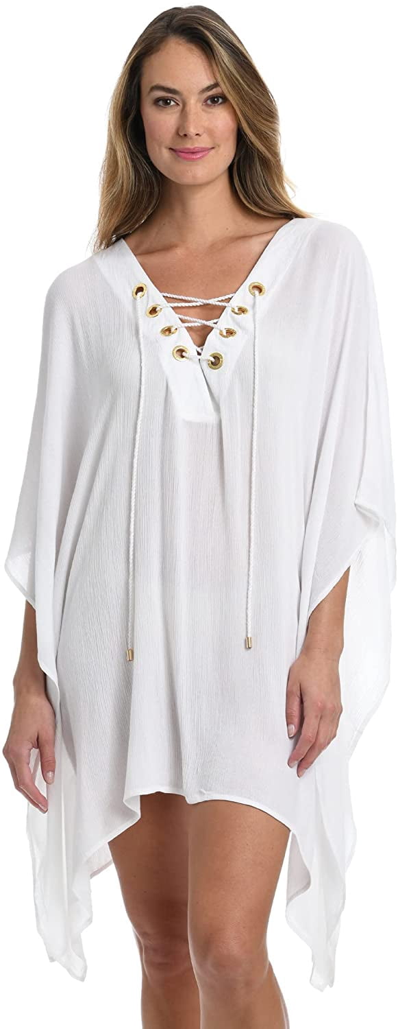 Women's Petite Length White Caftan Cover-Up