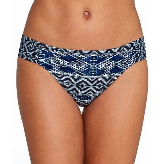 La Blanca Women's Designer Jeans Side Shirred Hipster Bikini Bottom Indigo SZ 14