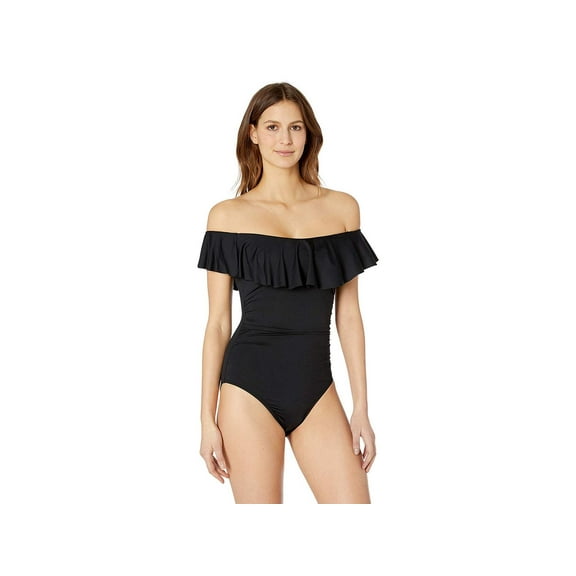 La Blanca Women's Island Goddess Off Shoulder Ruffle One Piece Swimsuit