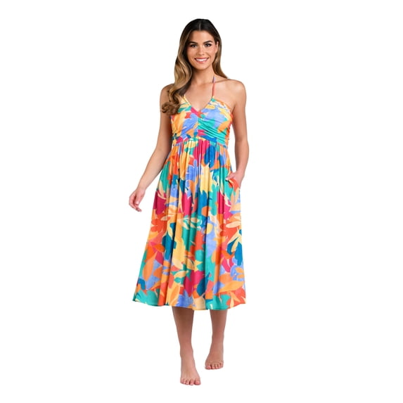 La Blanca Women's Midi Dress Swimsuit Cover Up Multicolor Resort Medium