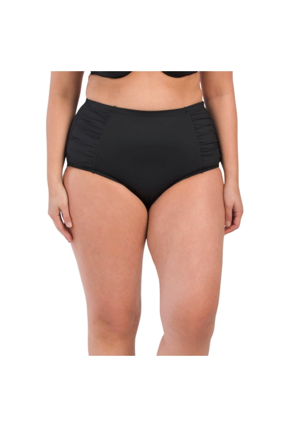 Women's Plus Island Goddess Tummy Control Swim Bottom-Black / 16W