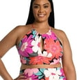thumbnail image 1 of La Blanca Women's Plus Size In Full Bloom Floral High Neck Swim Tankini Top and Bottom Collection-Pink / Top / 18W, 1 of 5