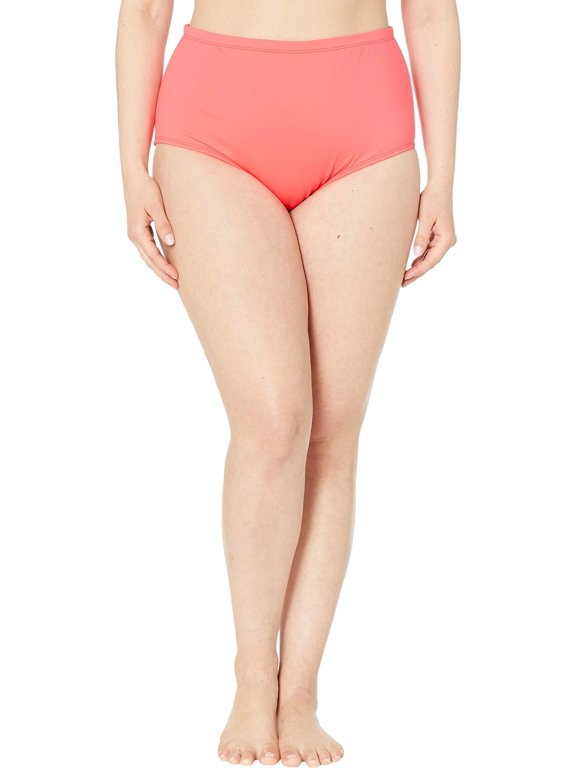 Women's Plus-Size Plus-Size Island Goddess Solid High Rise Bikini Bottom, WAT, 16W Watermelon