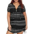 thumbnail image 1 of Dotti Women's Plus Stripe Zip Hoodie Dress Cover-Up Black 2X, 1 of 2