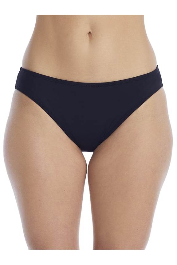 Women's Standard Island Goddess Solid Hipster Bikini Swimsuit Bottom, Black, 12