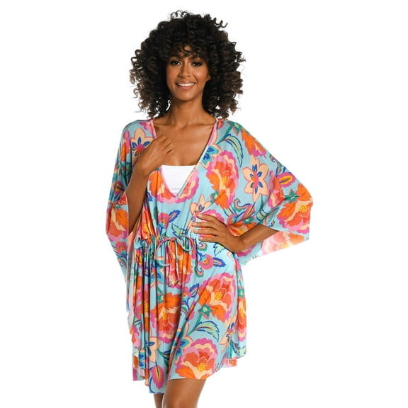 La Blanca Women's V-Neck Caftan Swimsuit Cover Up, Multi//Breezy Beauty, S