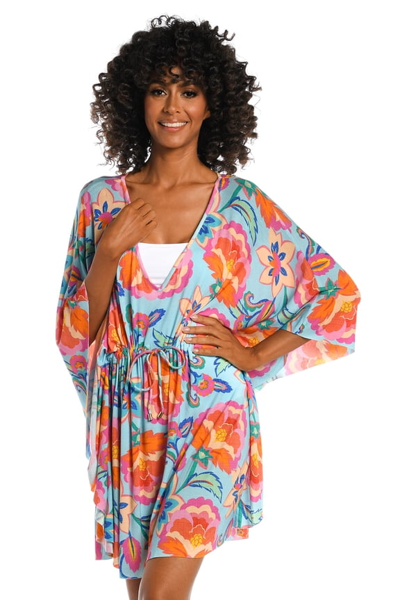 Women's V-Neck Caftan Swimsuit Cover Up, Multi//Breezy Beauty, S