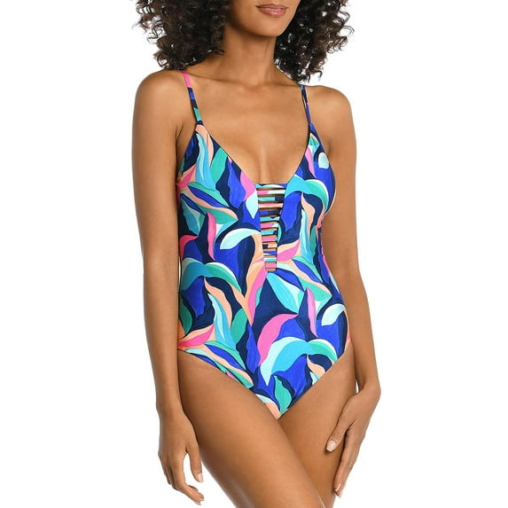 La Blanca Womens Mio Reversible Plunging One-Piece Swimsuit