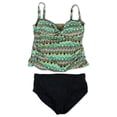 thumbnail image 1 of La Blanca Womens Sahara Chevron Hi Waist 2 Piece Tankini, Green, 18, 1 of 2