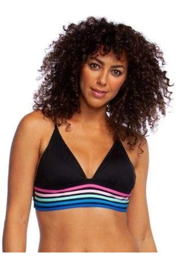 Womens Spectrum Cross Back Triangle Bikini Top Size 4 Color Black